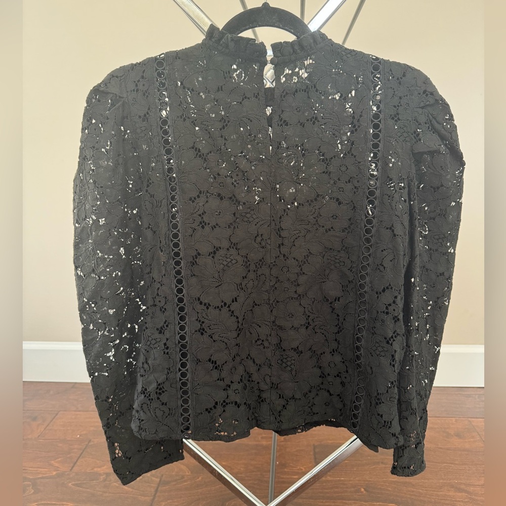 Express Women's Black Floral Lace Blouse